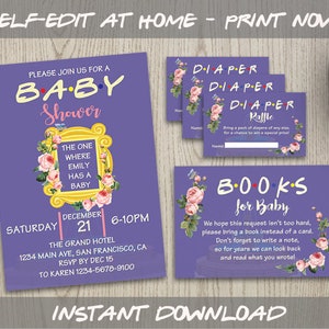 Friends / TV Show / baby / Shower / Sprinkle / Invitation / diaper raffle / Theme / birthday / tv show invitation / tv show instant download
