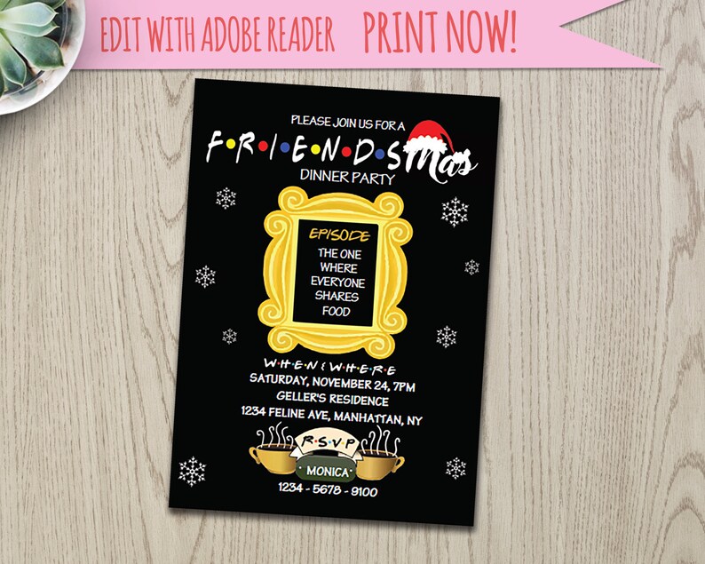 Friends / tv show / Christmas / Party / theme / Invites / | Etsy