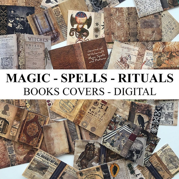 Dollhouse Miniature Magic Spells Rituals Books 1/12 and Half Scale DIGITAL DOWNLOAD Printable Books Covers