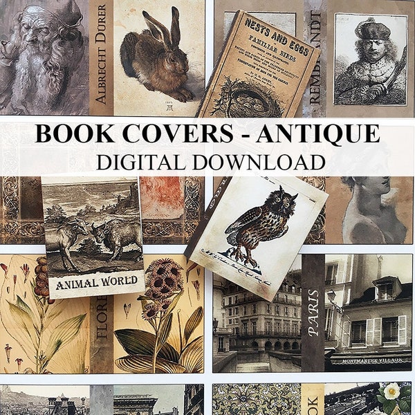 Dollhouse Miniature Books Antique 1/12 Scale DIGITAL DOWNLOAD Printable Books Covers