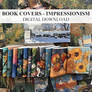 Dollhouse Miniature Books Covers Impressionism DIGITAL DOWNLOAD Printable 1:12 and Half Scale