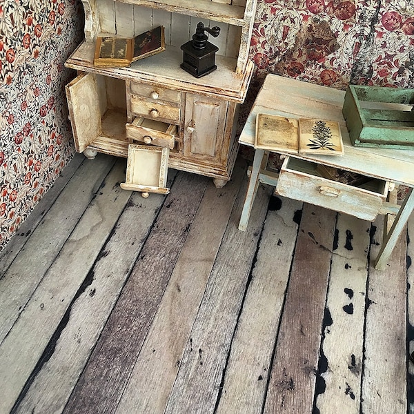 Dollhouse Miniature Floor - 3 Files 1:12 Scale - Nice and Grungy Wooden Planks Cottage Shabby Chic Décor