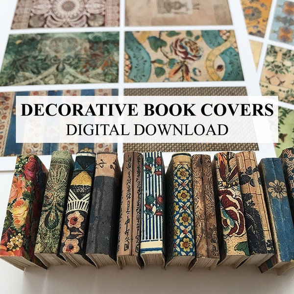 Dollhouse Miniature Books Covers 1:12 and Half Scale - 36 Antique Covers - DIGITAL DOWNLOAD Printable