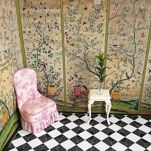Dollhouse Miniature Wallpaper 1:12 Scale Chinoiserie DIGITAL DOWNLOAD