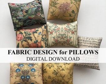 Dollhouse Fabric for Pillows Cushions Chinoiserie Asian with Instructions PDF DIGITAL DOWNLOAD