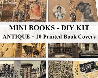 Dollhouse Miniature Antique Books DYI Kit 10 Covers Printed