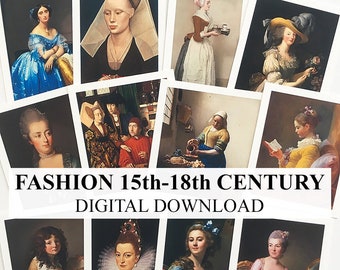 TÉLÉCHARGEMENT NUMÉRIQUE de peintures de maison de poupée à la mode du 15e au 18e siècle