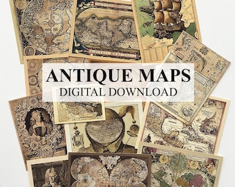 Miniature Dollhouse Maps Antique - 1/12 and Half Scale - DIGITAL DOWNLOAD