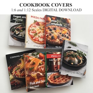 Dollhouse Miniature Cookbooks Book Covers 1:6 and 12th Scale DIGITAL DOWNLOAD Printable