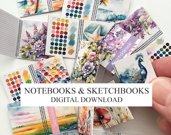 Dollhouse Miniature Sketchbooks Notebooks 1:12 Scale and Half Scale DIGITAL DOWNLOAD Printable Covers