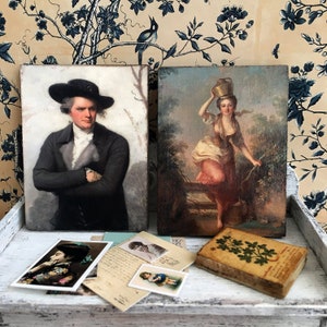 Dollhouse Miniature Paintings 18th century - 2 Art Prints on Wood
