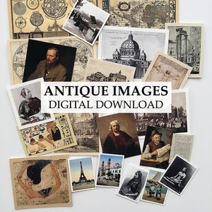 Dollhouse Miniature Prints  Antique Study - 1/12 Scale - 23 Prints - DIGITAL DOWNLOAD