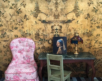 Dollhouse Wallpaper 1:12 Scale Antique 8.5&quot;x11&quot; and 11&quot;x14&quot;