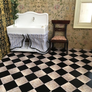 Dollhouse Miniature Floor 1:12 Scale - 8.5&quot;x11&quot; and 11&quot;x17&quot; and 12&quot;x18&quot; - Classic Tile Design - Digital Download