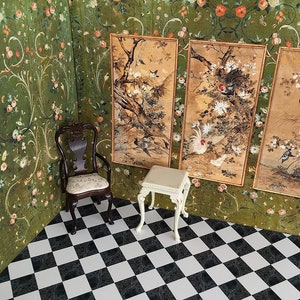 Dollhouse Miniature Wallpaper 2 Designs Antique DIGITAL DOWNLOAD Printable