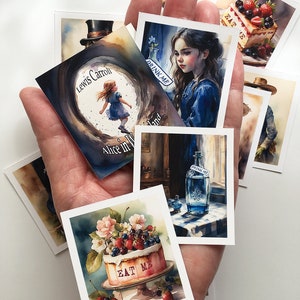 Dollhouse Miniature Alice in Wonderland Watercolors Printable - DIGITAL DOWNLOAD