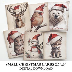 Kerstkaarten klein - vintage-look cadeaukaarten - 16 x 2,5 x 3 inch - DIGITALE DOWNLOAD