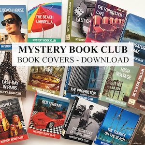 Dollhouse Miniatures Books Mystery Book Club Printable Books Covers DIGITAL DOWNLOAD