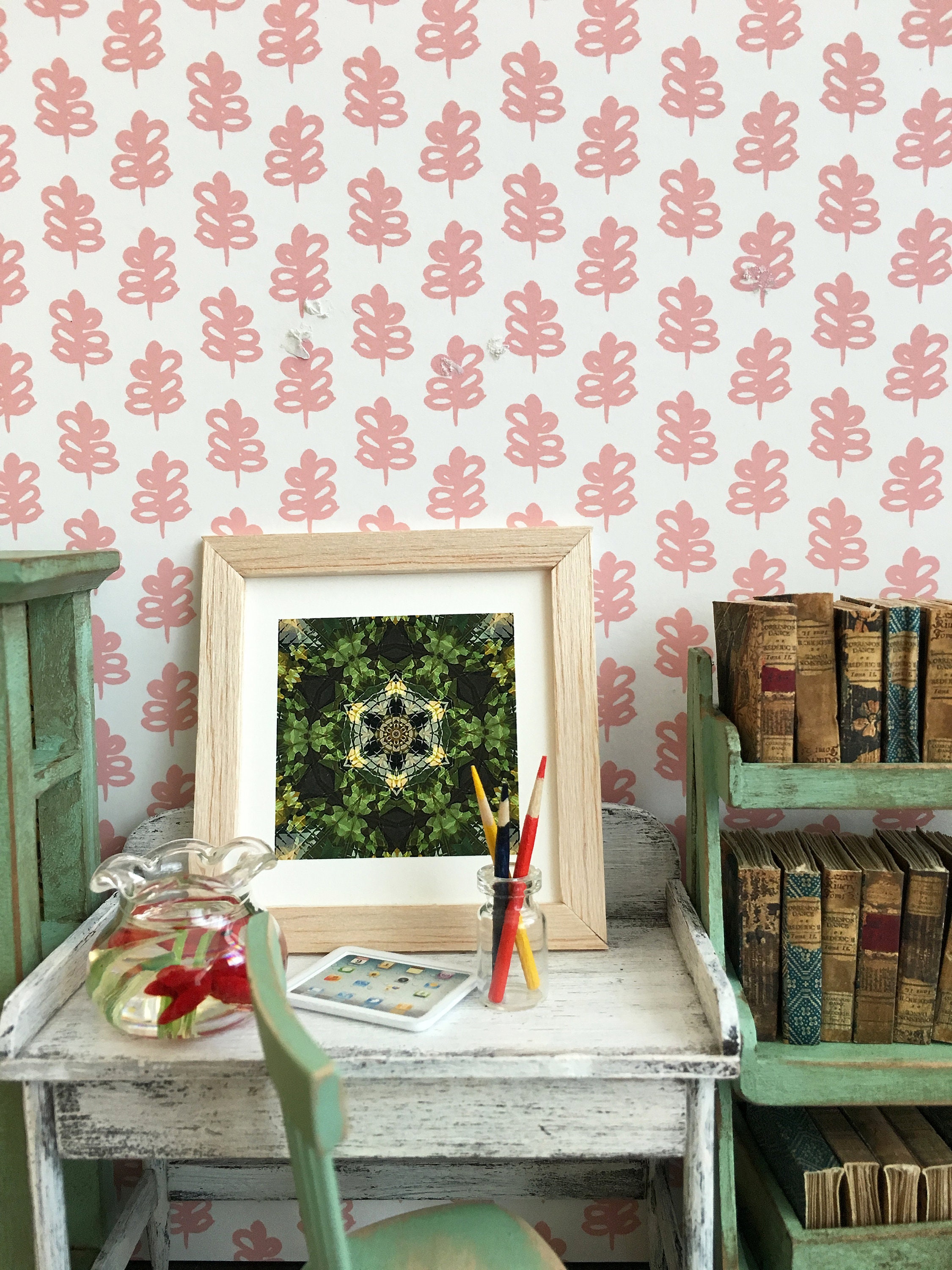 Dollhouse Miniature Wallpaper 112 Scale Pink DIGITAL DOWNLOAD Etsy