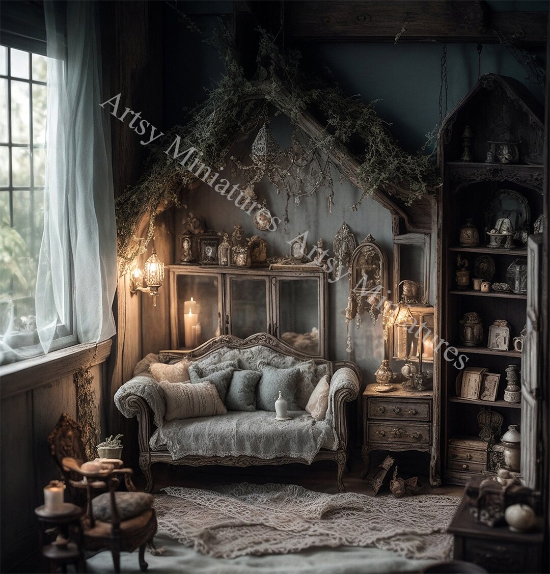 Dollhouse Wallpaper Haunted House Mural 1:12 Scale 5 Files Printable ...