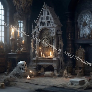 Dollhouse Miniatures Wallpaper Haunted Castle 1:12  Scale DIGITAL DOWNLOAD Printable