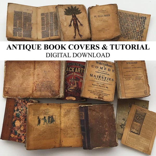 Dollhouse Miniature Books Easy Tutorial and Covers Antique Medieval 1:12 Scale DIGITAL DOWNLOAD Printable