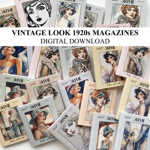 Revistas de moda en miniatura para casas de muñecas, portadas vintage, escala 1/12, DESCARGA DIGITAL, imprimibles