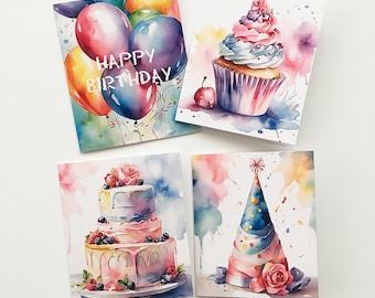 Mini Note Cards BIRTHDAY Party Gift Enclosures  - 2.5" x 3" - Set of 4 Mini Cards -  DIGITAL DOWNLOAD