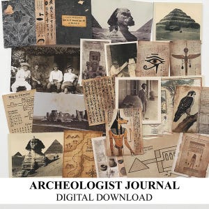 Dollhouse Miniature Archeologist Journal Ancient Mysteries Egypt Egyptian - DIGITAL DOWNLOAD Printable