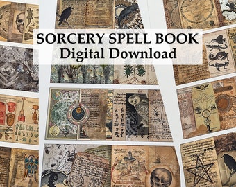 Dollhouse Miniature Sorcery Witchcraft 1:12 and Half Scale  Spell Book Grimoire DIGITAL DOWNLOAD