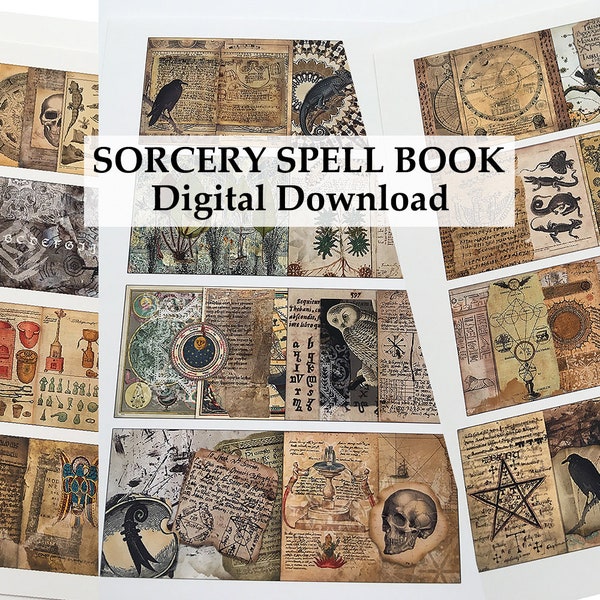 Dollhouse Miniature Sorcery Witchcraft 1:12 and Half Scale  Spell Book Grimoire DIGITAL DOWNLOAD