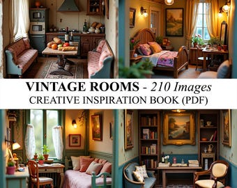 Dollhouse Miniatures Book - Vintage Rooms - 210 Images - Creative Inspiration PDF DIGITAL DOWNLOAD