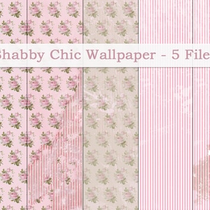 Dollhouse Miniatures Wallpaper French Country 1:12 Scale Roses - 5 Files - DIGITAL DOWNLOAD