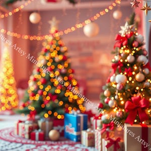 Dollhouse Miniatures Wallpaper  - 5 Files - Christmas Winter  1:12 Scale DIGITAL DOWNLOAD
