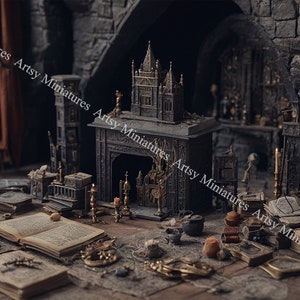 Dollhouse Miniatures Wallpaper 1:12 Scale 5 Images Haunted Castle Halloween  Diorama DIGITAL DOWNLOAD Printable