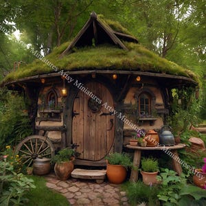 Dollhouse Miniatures Wallpaper Witch Hut 5 Images Mural 1:12 Scale Halloween DIGITAL DOWNLOAD Printable