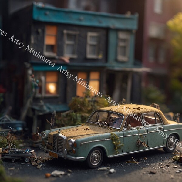 Miniature Cars Art Diorama Background 1:12 Scale 5 Images DIGITAL DOWNLOAD Printable