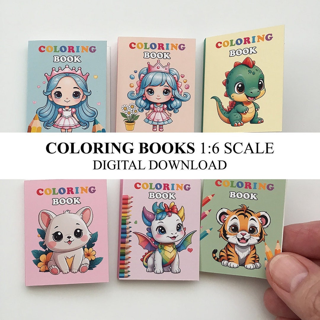 Dollhouse Miniature Coloring Books Covers With 50 Pages 1:6 Scale for