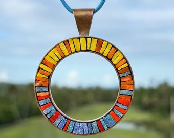Mosaic Pendant - Palmas del Mar PR Sun Fun Hut Solstice micro-mosaic Pendant