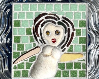 Puerto Rico Seaglass and Sea Pottery mixed media Mosaic 4 x 4