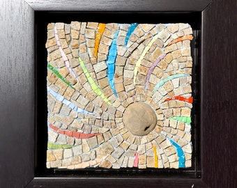 El Sol - Mosaic of Fossil Sand Dollar, Sandstone and Smalti