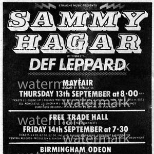 Sammy Hagar & Def Leppard ’79 Melody Maker Concert Ad Reprint UK Digital Download