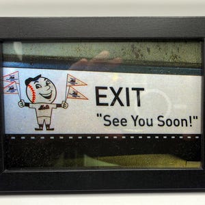 New York Mets Shea Stadium Mr. Met Exit Sign 2008 Final Season 4 x 6 Framed