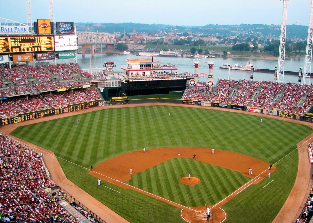 First Reds Ballpark Cincinnati Reds Great American Ballpark Night Photograph Digital ...
