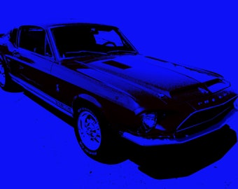 1968 Shelby Cobra GT 350  Fastback Art Print Ford Classic American Auto Vintage Sixties Muscle Car
