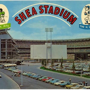Shea Stadium Vintage Postcard Reproduction Art Print Digital Download New York Mets New York Jets