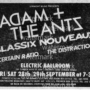 Adam & The Ants ’79 Reprint Concert Ad Melody Maker A Certain Ratio