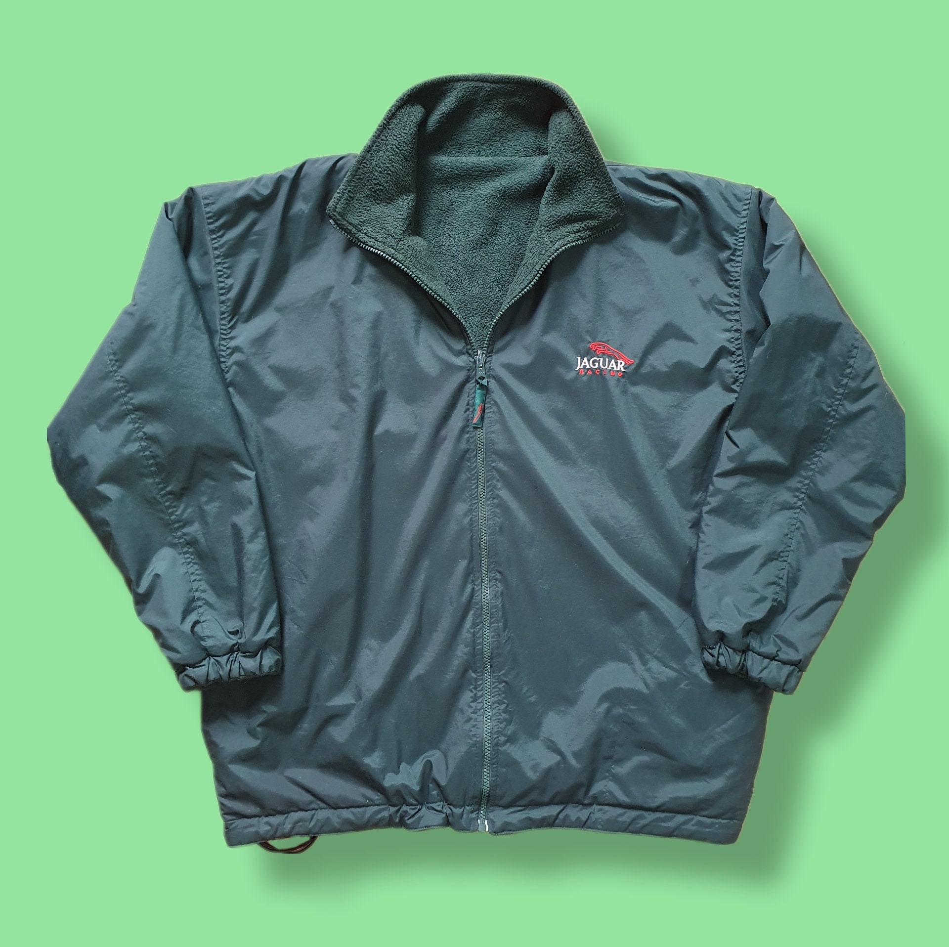 Vintage Jaguar Racing Fleece Lined Reversible Windbreaker Jacket