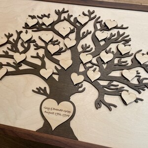 Personalized Wood Family Tree | Laser Cut Engraved | Hearts | Framed ...