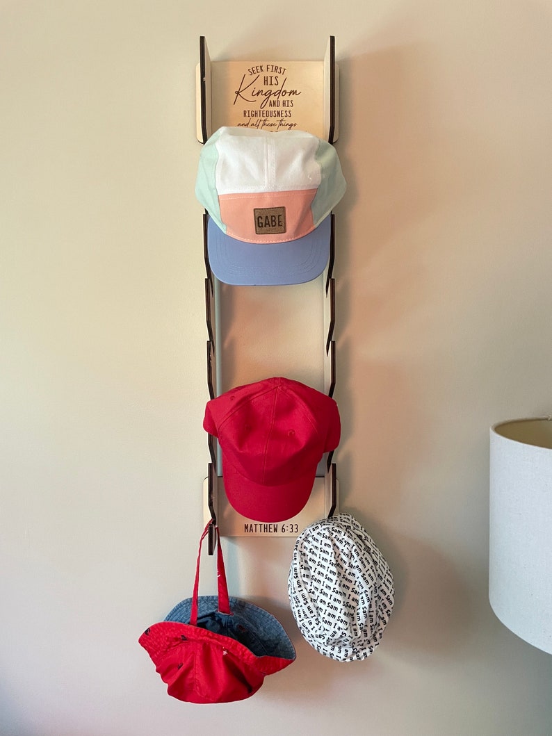 Righteous Rack 14 Cap Laser Cut Minimalist Hat Rack | Baseball Cap Organizer ...